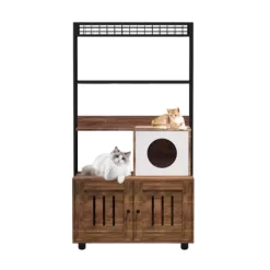 Hidden Litter Box Furniture With Metal Frame, 60''H Cat Litter Box Enclosure With Storage Shelf -BlueBuffalo Sales Store GUEST 12967bd5 2bb3 46e3 8758 1c2900e487eb 1