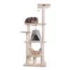 Armarkat 65" Real Wood Cat Tree With Sisal Rope, Hammock, Soft-side Playhouse A6501