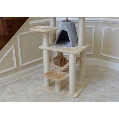 Armarkat 65" Real Wood Cat Tree With Sisal Rope, Hammock, Soft-side Playhouse A6501 7 Armarkat 65" Real Wood Cat Tree With Sisal Rope, Hammock, Soft-side Playhouse A6501 - Image 7