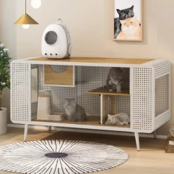 Nicbex 55" Modern Large Cat House With Tempered Glass,Durable Cat Houses For Indoor Cats,Spacious Cat Furniture And Cat Bed Cave For Living Room -BlueBuffalo Sales Store GUEST 141ba536 65a3 4cec a6c4 deda1b89db5e