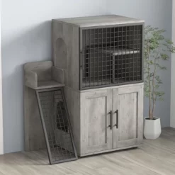 Cat Litter Box Enclosure Furniture, Hidden Double Litter Box Cabinet With Ladder, Entertaining Platform & Washroom Indoor -BlueBuffalo Sales Store GUEST 14400c74 dec9 4c2d 91b5 74300a9a949c