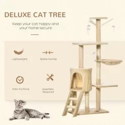 Chery Life 53" Plush Sturdy Interactive Cat Condo Tower Scratching Post Activity Tree House - Beige -BlueBuffalo Sales Store GUEST 1463046c 15d1 4416 a909 57a9b1c58a8a 1