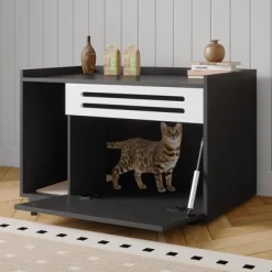 Modern Hidden Cat Litter Cabinet Furniture - Flip-Down Opening Enclosure W/Ventilation, Dog-Proof Design & End Table Function -BlueBuffalo Sales Store GUEST 14ebda01 0f61 4fb9 bb0d 1da448cf2fa1