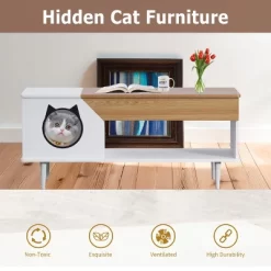 45'' Cat Coffee Table Hidden Litter Box Enclosure Furniture For Kitty Cats, Living Room Cat Furniture With Storage Drawer And Condo Kitty Box -BlueBuffalo Sales Store GUEST 151bb4f4 5917 4624 a2be 7959add243c6