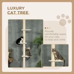 Gulches 4-Tier Tall Cat Tower,Floor To Ceiling Cat Tree,Height Adjustable 87 - 103 Inch With Sisal Scratching Posts, Toy Ball For Indoor Cats,Yellow -BlueBuffalo Sales Store GUEST 1546766a d45b 48fb ba2a 6774df6a2b0f 1