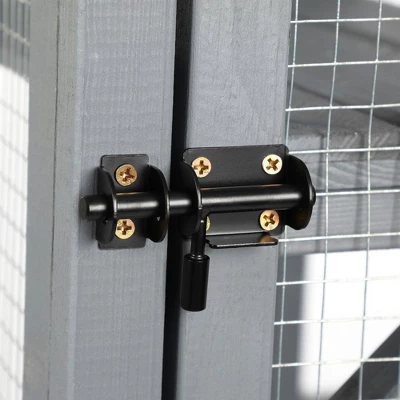 Resenkos 70-Inch Cat Catio, Outdoor Wooden Enclosure With Wheels, Multi-Level Platforms, Lockable Door, Sunroof, Custom Panels, Gray Gray With Pattern 13 Resenkos 70-Inch Cat Catio, Outdoor Wooden Enclosure With Wheels, Multi-Level Platforms, Lockable Door, Sunroof, Custom Panels, Gray Gray With Pattern - Image 13