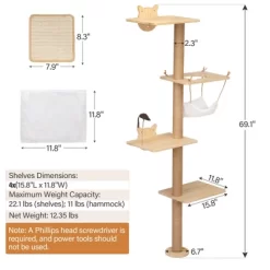 DOMETOUR Wall-Mounted Cat Scratching Pad For Small To Large Cat, Indoor Wood Cat Tree With Hammock, Cat Scratcher Perch -BlueBuffalo Sales Store GUEST 155e6a75 55cf 43ab ab3a 7b4809e4fea1 1