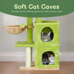 33" Cat Tree Cat Tower For Indoor Cats, Cat Activity Center Play House With Large Padded Perch, Hammock Scratching Posts & Dangling Ball Green -BlueBuffalo Sales Store GUEST 156a9913 d2fc 414c 9f7b b99c6a14ab68