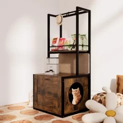 ONWITH 55"Refined Litter Box Enclosure With Storage Shelves And 2 Hanging Clothes Rack -BlueBuffalo Sales Store GUEST 1593e3ca d295 4693 a56d 6216c681d5d3