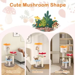 Tangkula Cute Mushroom Cat Tree 48" Tall Cat Tower W/ Sisal Scratching Posts Top Condo -BlueBuffalo Sales Store GUEST 15b9f25e 438e 4736 a252 fce1e3c0bc8d