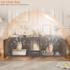 Cat Litter Box Enclosure For 2 Cats, Wooden Litter Box Cabinet, Large Enclosed Cat Box Furniture With Storage Shelf, Soft Cushion -BlueBuffalo Sales Store GUEST 16c398d1 ef51 4695 b465 09b0680e6606