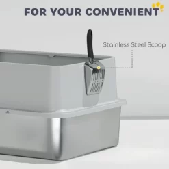 PawHut Extra Large Stainless Steel Cat Litter Box High Sided, Anti-Urine Leakage, Easy Cleaning, Non-Sticky, Never Absorbs Odors, Include Scoop & Pad -BlueBuffalo Sales Store GUEST 173c6a11 a841 4749 95f8 f5cee74f27c8