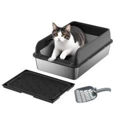Stainless Steel Cat Litter Box With Scoop And Mats,Open Top High Wall Sided Enclosure -BlueBuffalo Sales Store GUEST 176c5210 5e9d 4d49 a6d1 28b2d4e75ef4 1