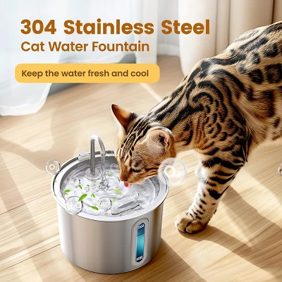 Oneisall PWF-001 2L Cat Water Fountain With 3PCS Filters, With Snap, Anti-Spill Cats Water Fountains With Quiet Pump 3 Oneisall PWF-001 2L Cat Water Fountain With 3PCS Filters, With Snap, Anti-Spill Cats Water Fountains With Quiet Pump - Image 3