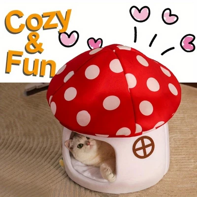 Comfortable Mushroom Cat House - Warm Pet Bed For All Seasons, Semi-enclosed, Classic Style, Easy Assembly, Suitable For All Cats 6 Comfortable Mushroom Cat House - Warm Pet Bed For All Seasons, Semi-enclosed, Classic Style, Easy Assembly, Suitable For All Cats - Image 6