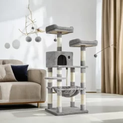 56.3in Cat Tower For Large Cats Indoor Cat Tree Cat Condo With Scratching Posts, Hammock, Plush Perch, Cat Furniture -BlueBuffalo Sales Store GUEST 187ca3f8 f04b 404f 88ca 7b5532655a44