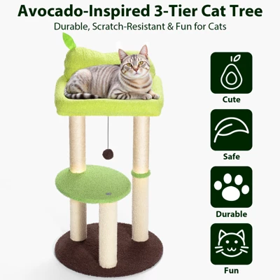 SUGIFT Multi-Level Cat Tree With Sisal Scratching Posts, Plush Perch, Bouncy Ball And Sturdy Base 2 SUGIFT Multi-Level Cat Tree With Sisal Scratching Posts, Plush Perch, Bouncy Ball And Sturdy Base - Image 2