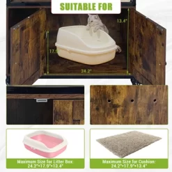 Litter Box Enclosure With Tree And Stainless Steel Litter Box, Wooden Cat House Cabinet On Wheels, Litter Furniture With Condo, Platforms -BlueBuffalo Sales Store GUEST 18dcddf2 99ac 4369 a416 b0318120b98b