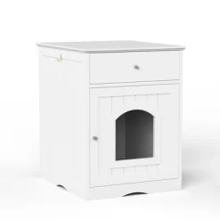 SEVOBAL Wooden Pet House Cat Litter Box Enclosure With Drawer, Side Table, Indoor Pet Crate, Cat Home Nightstand, White(18.9"*20.9"*25") -BlueBuffalo Sales Store GUEST 194ce56a 92dd 4da0 ac06 3551545a5f51