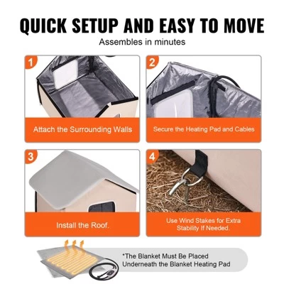 VEVOR Elevated Heated Cat House, Outdoor Kitty Shelter With Adjustable Temperature And Timer, 600D Oxford Cloth Foldable Cat Shelter, Brown (Middle) 7 VEVOR Elevated Heated Cat House, Outdoor Kitty Shelter With Adjustable Temperature And Timer, 600D Oxford Cloth Foldable Cat Shelter, Brown (Middle) - Image 7