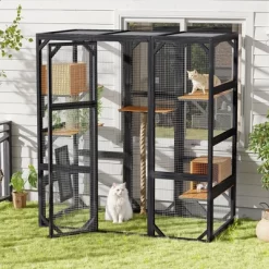 Outdoor Cat House, DIY Cat Enclosure, Cat Catio With Double Enter Doors, Balcony Cat Playpen With Platforms & Double Condos For 1-3 Cats - ModernLuxe -BlueBuffalo Sales Store GUEST 19ce90a3 51a5 4cea 9464 510be2a255d5