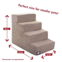Majestic Pet 4 Step Suede Pet Stairs - Stone - Large