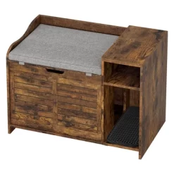 2-in-1 Hidden Litter Box Enclosure Furniture Cabinet, Wooden Pet House Side End Table With Storage&Cushion -BlueBuffalo Sales Store GUEST 1a175790 b78f 4416 9be8 500e21002803