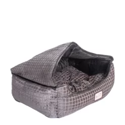 Armarkat Cuddle Cave Cat Bed With Detachable & Collasible Zipper Top, Removable Cushion Mat, C34HHG/SH, Bronze & Silver