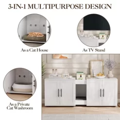 Litter Box Enclosure For 2 Cats, Cat House,Hidden Litter Box Enclosure Furniture,Wooden Enclosed Cat Litter Box Furniture,55”L X 17.7”W X 22.5”H -BlueBuffalo Sales Store GUEST 1bd92ce4 ce03 4b45 9f33 0e312d83cb0e