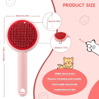 BABYYER Pet Hair Brush With Self Cleaning Button For Cat & Dog , Easy To Remove Loose Undercoat,Needle-tip Massage Beads,No Harm To The Skin 5 BABYYER Pet Hair Brush With Self Cleaning Button For Cat & Dog , Easy To Remove Loose Undercoat,Needle-tip Massage Beads,No Harm To The Skin - Image 5