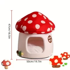 Comfortable Mushroom Cat House - Warm Pet Bed For All Seasons, Semi-enclosed, Classic Style, Easy Assembly, Suitable For All Cats
