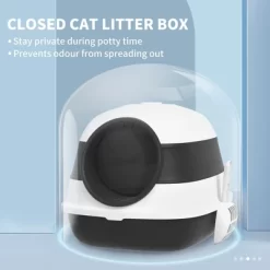 Akoasm Large Foldable & Easy Clean Two-Way Entrance Cat Litter Box With High Sides Lid, Air Freshener-White+Black -BlueBuffalo Sales Store GUEST 1d3dc400 9e9b 4771 9659 94abefac4681