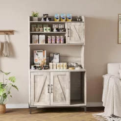 Large Cat Litter Box Enclosure Furniture - Farmhouse Style Pet House With 3 Open Shelves, Storage Cabinet & Scratch Pad - Modern Wood End Table -BlueBuffalo Sales Store GUEST 1df0dc6a adba 46cf 8297 ea7381a8dedb