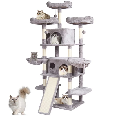 VEVOR Cat Tree For Indoor Cats, 68.5" Cat Tower With 2 Cat Condos, Sisal Scratching Post, Hammocks, Top Perches, Cat Furniture Activity Center 8 VEVOR Cat Tree For Indoor Cats, 68.5" Cat Tower With 2 Cat Condos, Sisal Scratching Post, Hammocks, Top Perches, Cat Furniture Activity Center - Image 8