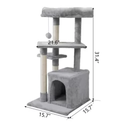 Sevobal Pet Tower, Double Layer Cat Tree Tower With Scratching Posts And Caves, Multi-Level Activity Center For Indoor Cats, Gray, 15.7"*15.7"*31.4" -BlueBuffalo Sales Store GUEST 1e5ad22a 07d8 4a04 957c 81753a074ebd 2