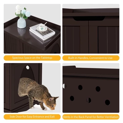 Yaheetech Large Cat Litter Box Enclosures Wooden Storage Side Table 4 Yaheetech Large Cat Litter Box Enclosures Wooden Storage Side Table - Image 4