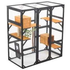 Outdoor Cat House, DIY Cat Enclosure, Cat Catio With Double Enter Doors, Balcony Cat Playpen With Platforms & Double Condos For 1-3 Cats - ModernLuxe -BlueBuffalo Sales Store GUEST 1ef0e5f9 f8eb 4d5b 9030 a542ce1ddddd