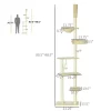 Kumasinova 91"-98.5" Adjustable Floor To Ceiling Cat Tree With Hammock,Cat Tower With Scratching Post,Multi-Level Cat Tree Tower Activity Center,Beige
