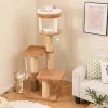 Costway 65" Tall Cat Tree For Indoor With Self-groomer Padded Perch Removable Cat Bed