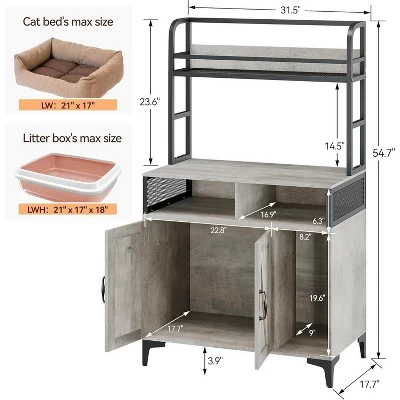 Cat Litter Box Enclosure, Cat Litter Box, Hidden Litter Box Furniture With Three Storage Layers And Storage Door 1 Cat Litter Box Enclosure, Cat Litter Box, Hidden Litter Box Furniture With Three Storage Layers And Storage Door