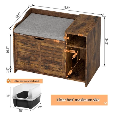 Modern Cat Litter Box Enclosure,Hidden Litter Box Cabinet With Washable Mat & Storage Shelf 5 Modern Cat Litter Box Enclosure,Hidden Litter Box Cabinet With Washable Mat & Storage Shelf - Image 5