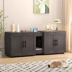 55 Inch Litter Box Enclosure For 2 Cats, Cat Litter Box Enclosure Furniture With Double Room, Hidden Litter Box Cabinet With Cat Door -BlueBuffalo Sales Store GUEST 204c8d64 a712 4955 8c15 50a234211d3b