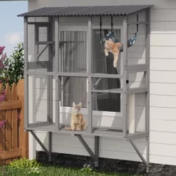 Gulches 61in H X 48in W X 24in D SkyWindow Cat Catio Gray 1 Pack Multi Cat Livestock Supplies Product Type