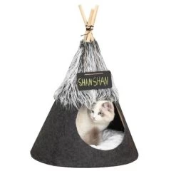 PawHut Pet Teepee Tent Cat Bed Dog House With Thick Cushion Chalkboard For Kitten And Puppy Up To 13lbs 28inch Gray -BlueBuffalo Sales Store GUEST 206a8987 d27c 4d3d 9dc0 1dda1869ba86