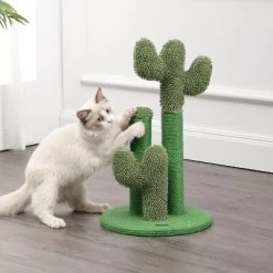 Marfa Modern Jute Triple-Cactus Cat Scratching Post With Fuzzy Toy