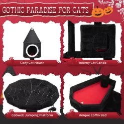 Sandinrayli 64" Gothic Cat Tree With Coffin Bed, Multi-Level Heavy Duty Goth Cat Tower For Indoor Kittens, Black -BlueBuffalo Sales Store GUEST 20a85c65 9ca3 4c67 be4a 95778716aaf7