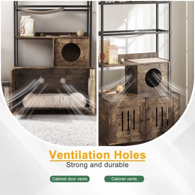 Litter Box Enclosures With Metal Frame, Indoor Tall Cat Litter Box Furniture Hidden With Storage Shelf, Retro Brown 6 Litter Box Enclosures With Metal Frame, Indoor Tall Cat Litter Box Furniture Hidden With Storage Shelf, Retro Brown - Image 6