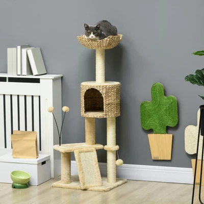Chery Life 45" Cat Tree For Indoor Cats, Cat Tree Tower With Scratching Posts, Ramp, Condo, Toy Balls, Platforms, Bed, Ramp, Beige 5 Chery Life 45" Cat Tree For Indoor Cats, Cat Tree Tower With Scratching Posts, Ramp, Condo, Toy Balls, Platforms, Bed, Ramp, Beige - Image 5
