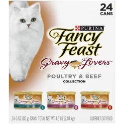 Purina Fancy Feast Gravy Lovers Poultry With Chicken And Turkey & Beef Collection Gourmet Wet Cat Food - 3oz/24ct Variety Pack -BlueBuffalo Sales Store GUEST 22831ae8 f8b6 4397 afda 93bf2ec2432d