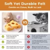 Cheese Shape Cat Toy With Track Balls And Spring Teaser – Interactive Felt Puzzle Box For Indoor Cats Anti-Slip Suction Base (Yellow)